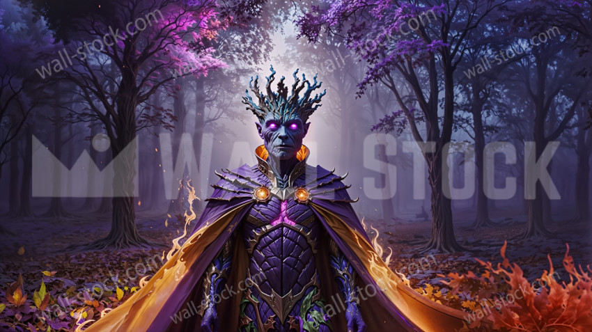 Armored Fantasy Character Groot in a Magical Forest Full of Ethereal Atmosphere and Enchanted Trees