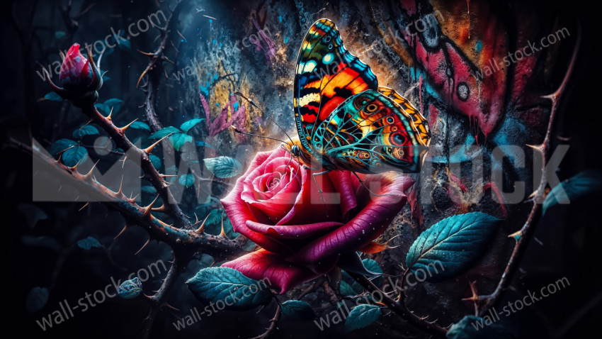 Butterfly perching on a delicate rose petal