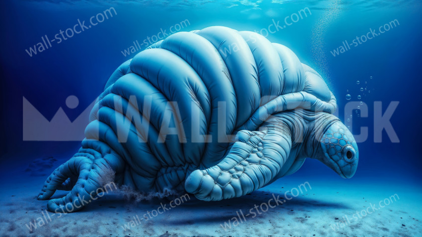An inflatable sea turtle swims