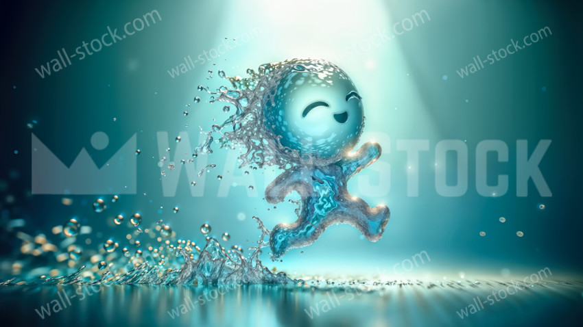 Joyful Water Drop Child Running Through a Beam of Light